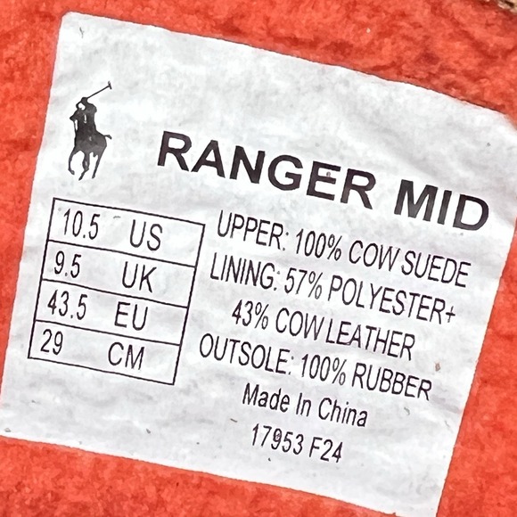 Polo Ralph Lauren Men's 10.5 Ranger Mid Black  Camo Suede Boot Combat - Picture 9 of 9